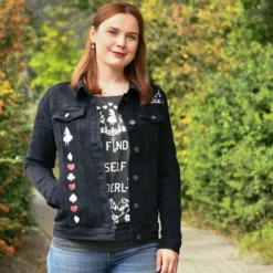 Alice im Wunderland - Jeansjacke Damen schwarz