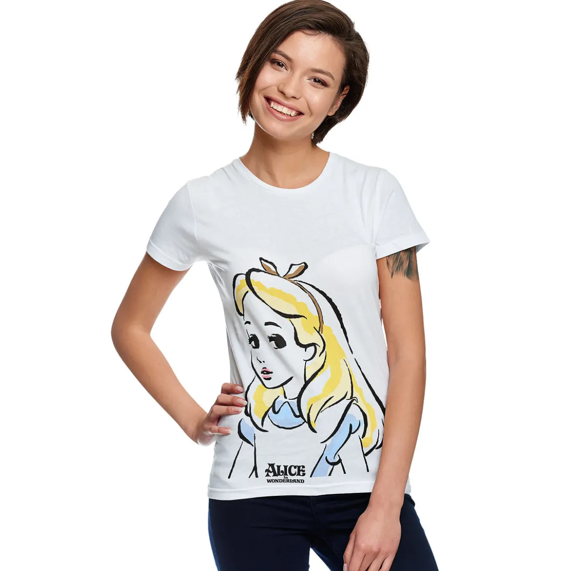 Alice im Wunderland - Portrait T-Shirt Damen weiß