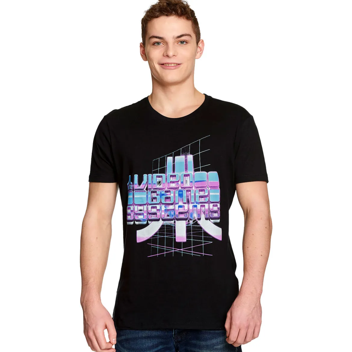 Atari - Video Game Systems Retrowave T-Shirt schwarz