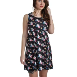 Bambi - Klopfer Flower Power Minikleid schwarz