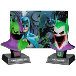 Batman DC Direct Mini-Replik 1/3 2er-Pack Batman Masken Hush & Knightfall (Jokerized) (Gold Label) 18 cm