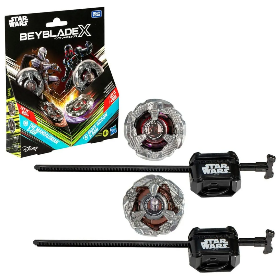Beyblade X und Star Wars Collab The Mandalorian 3-60F vs. Moff Gideon 3-80N