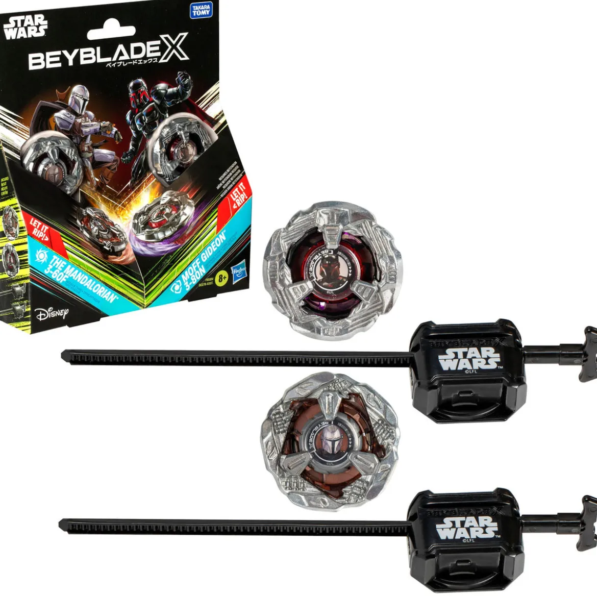 Beyblade X und Star Wars Collab The Mandalorian 3-60F vs. Moff Gideon 3-80N