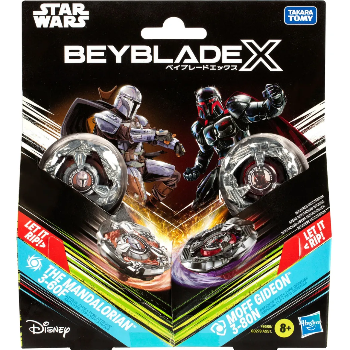 Beyblade X und Star Wars Collab The Mandalorian 3-60F vs. Moff Gideon 3-80N