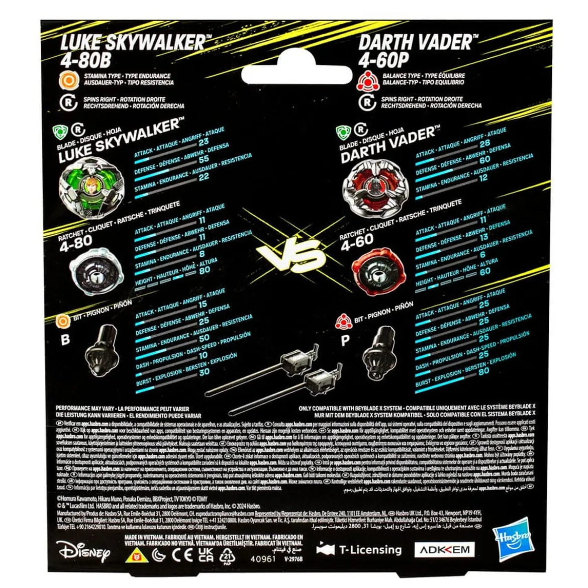 Beyblade X und Star Wars Collab Luke Skywalker 4-80B vs. Darth Vader 4-60B