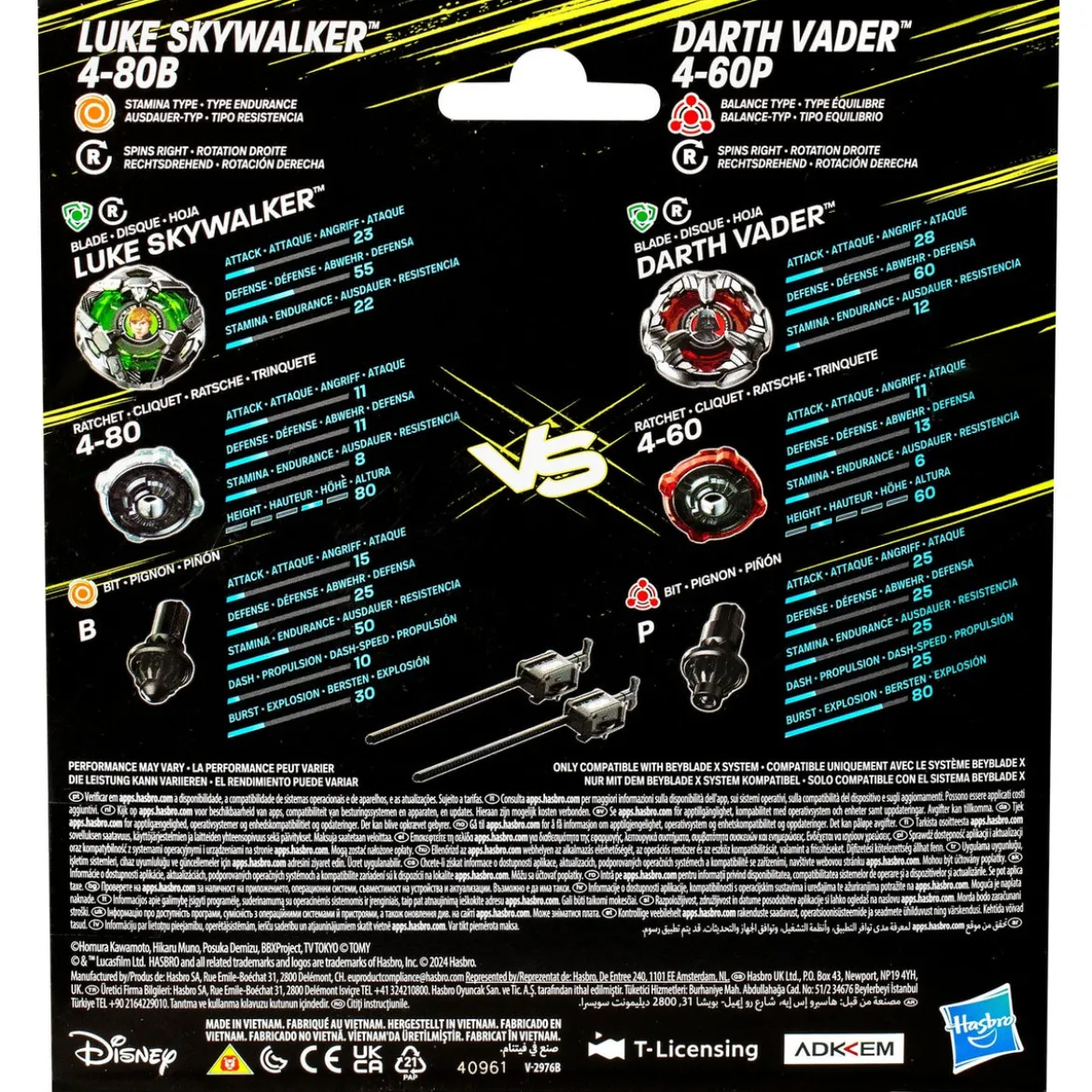 Beyblade X und Star Wars Collab Luke Skywalker 4-80B vs. Darth Vader 4-60B