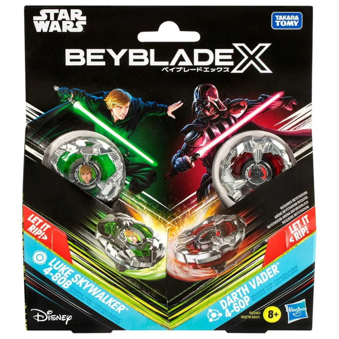 Beyblade X und Star Wars Collab Luke Skywalker 4-80B vs. Darth Vader 4-60B
