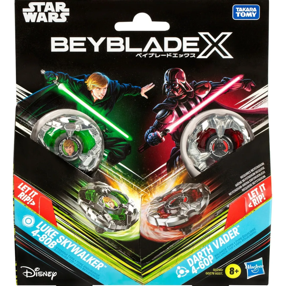 Beyblade X und Star Wars Collab Luke Skywalker 4-80B vs. Darth Vader 4-60B