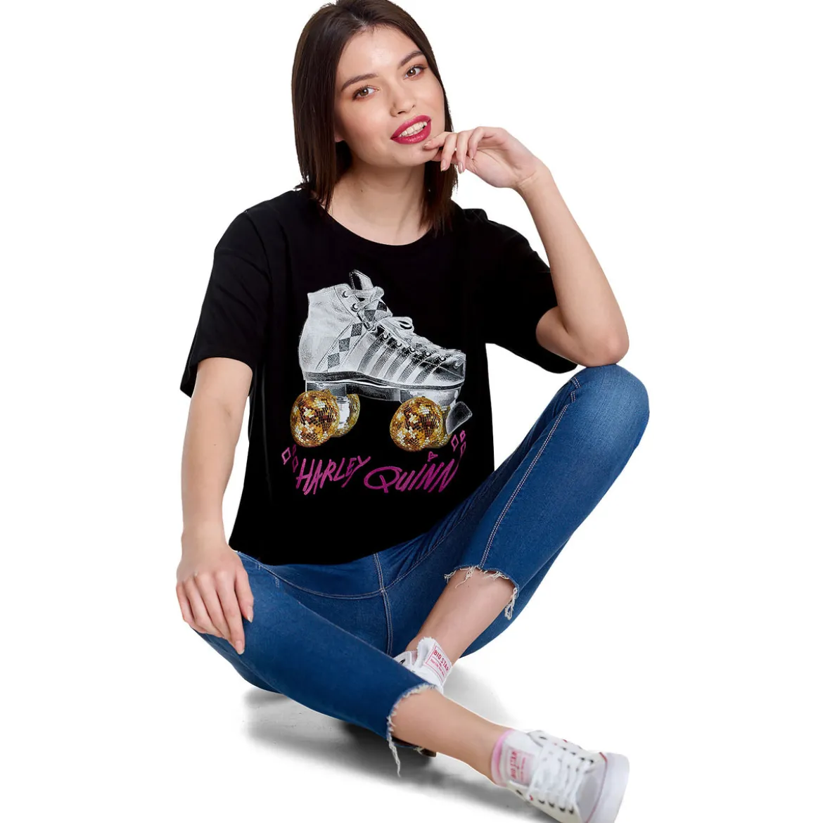 Birds of Prey - Harley Roller Skates Crop Top Damen schwarz