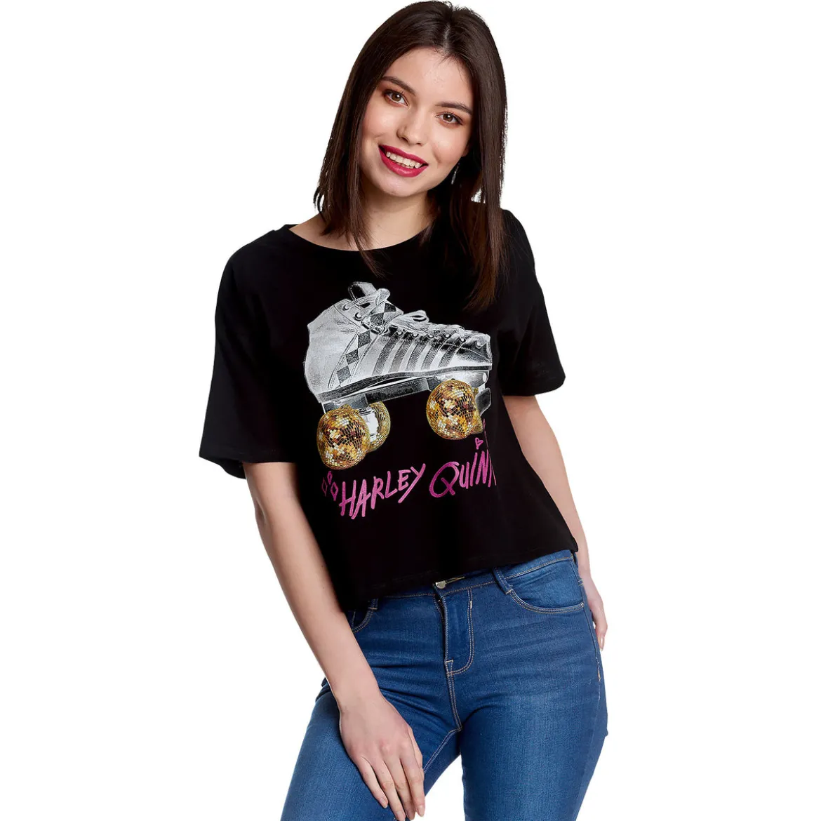 Birds of Prey - Harley Roller Skates Crop Top Damen schwarz