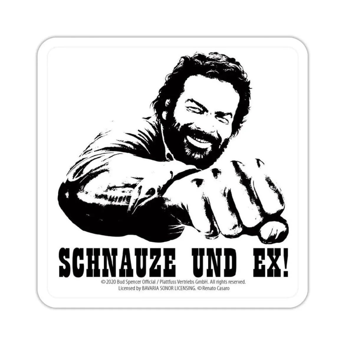Bud Spencer Bierdeckel aus Blech Schnauze und Ex 10 x 10 cm
