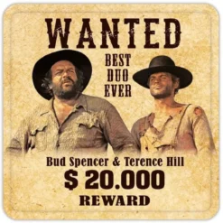 Bud Spencer & Terence Hill Bierdeckel aus Blech Wanted 10 x