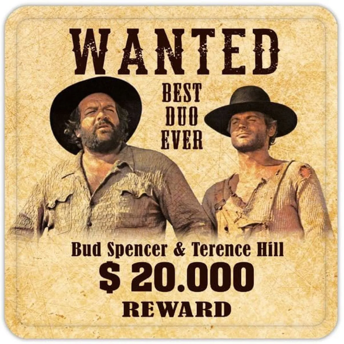 Bud Spencer & Terence Hill Bierdeckel aus Blech Wanted 10 x