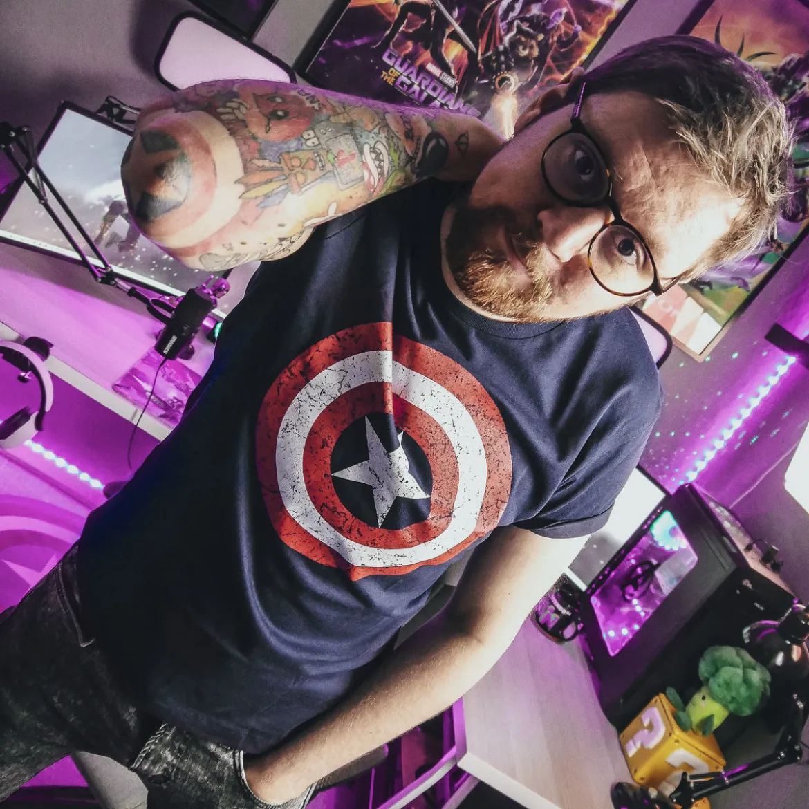 Captain America - Distressed Shield Logo T-Shirt blau