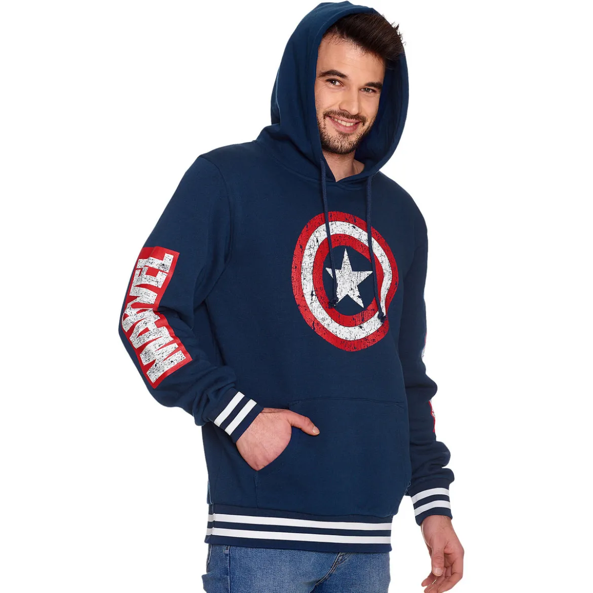 Captain America - Shield Distressed Logo Hoodie blau