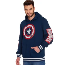Captain America - Shield Distressed Logo Hoodie blau