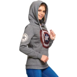 Captain America - Shield Logo Retro Hoodie Damen grau