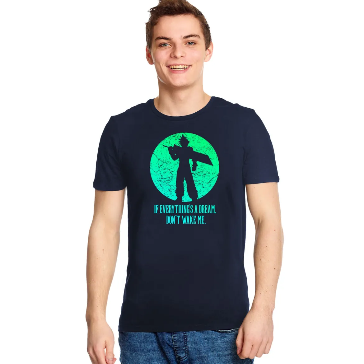 Cloud Strife T-Shirt für Final Fantasy Fans blau