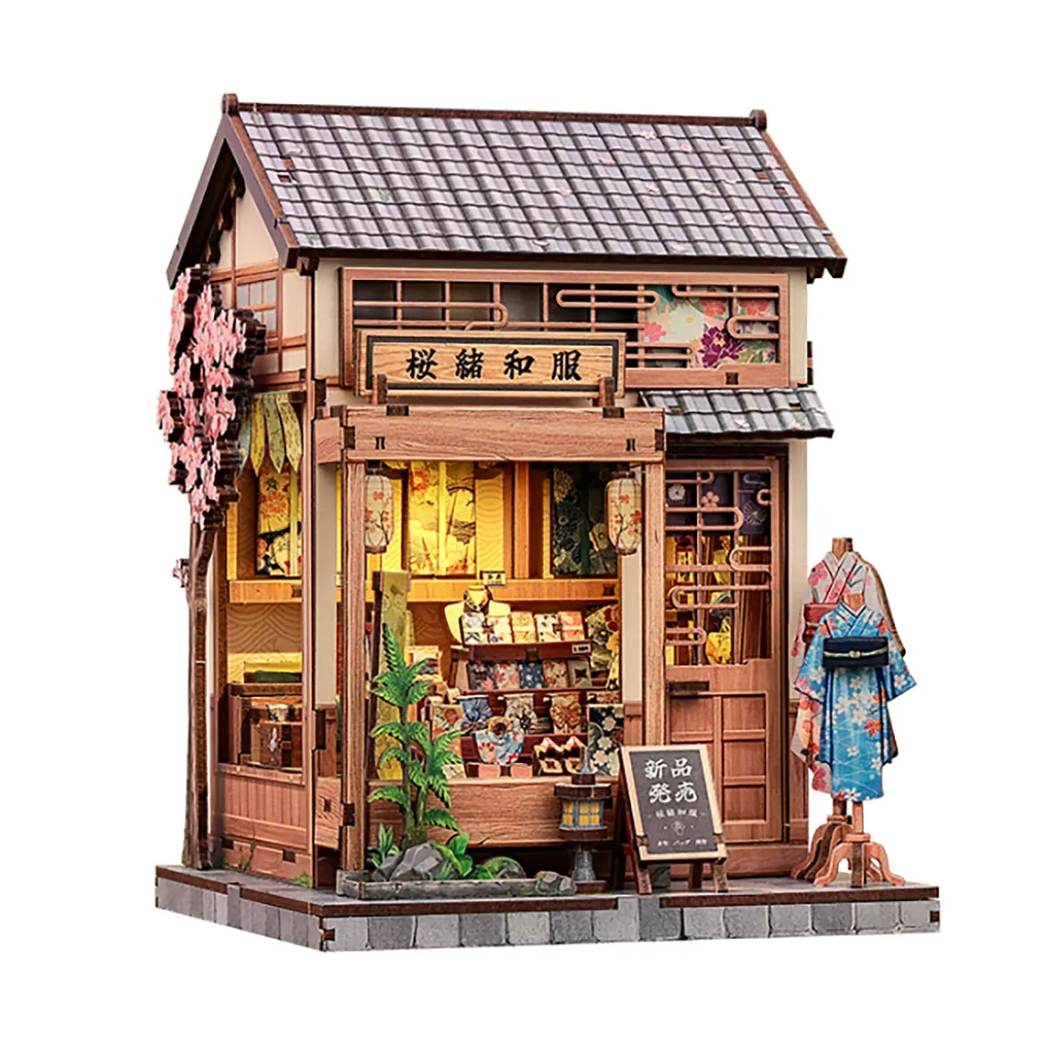 CuteBee - Sakura O Kimono Shop Miniaturhaus Book Nook Modell Bausatz