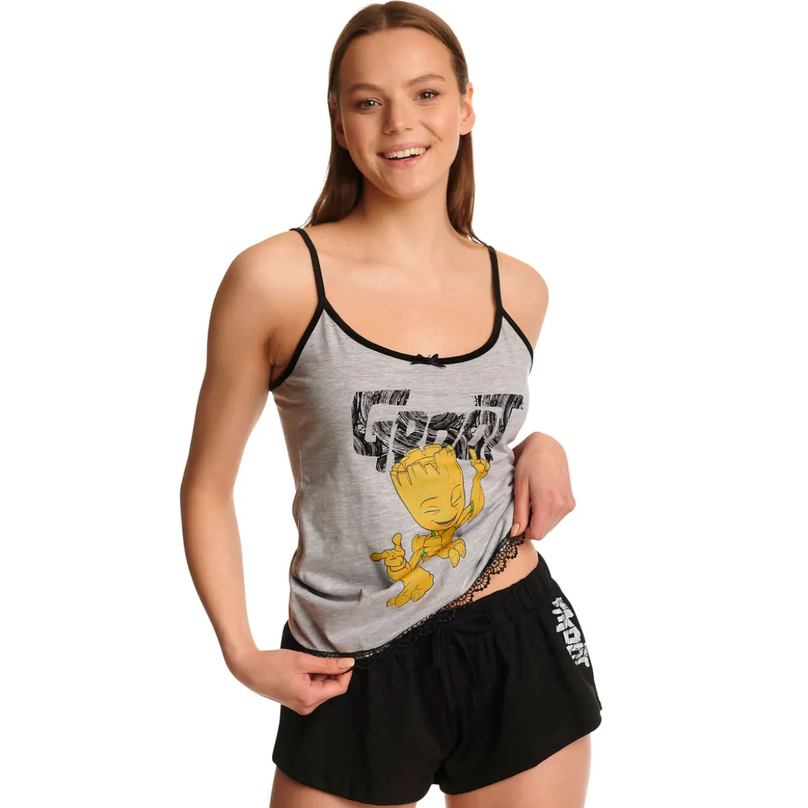Dancing Groot Pyjama Damen kurz mit Spitze - Guardians of the Galaxy