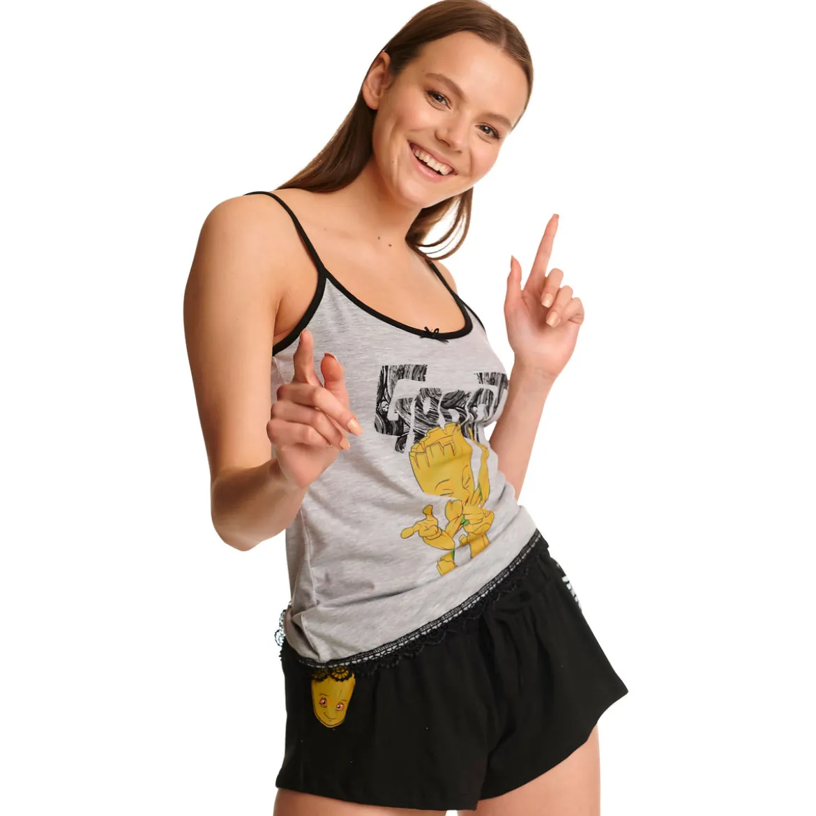 Dancing Groot Pyjama Damen kurz mit Spitze - Guardians of the Galaxy