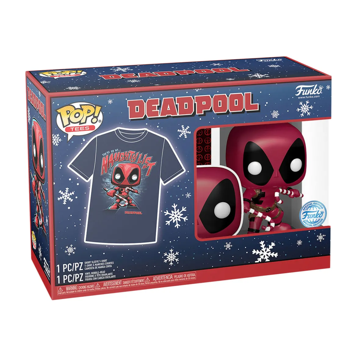 Deadpool Christmas T-Shirt mit Funko Pop Figur