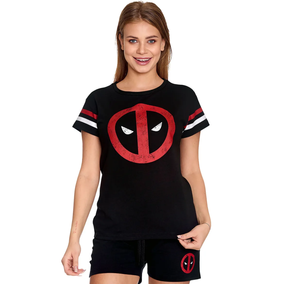 Deadpool - Logo Pyjama kurz Damen schwarz