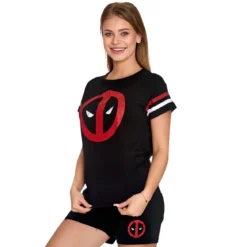 Deadpool - Logo Pyjama kurz Damen schwarz