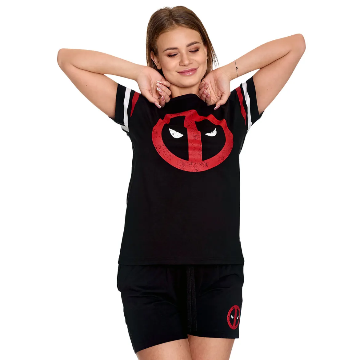 Deadpool - Logo Pyjama kurz Damen schwarz