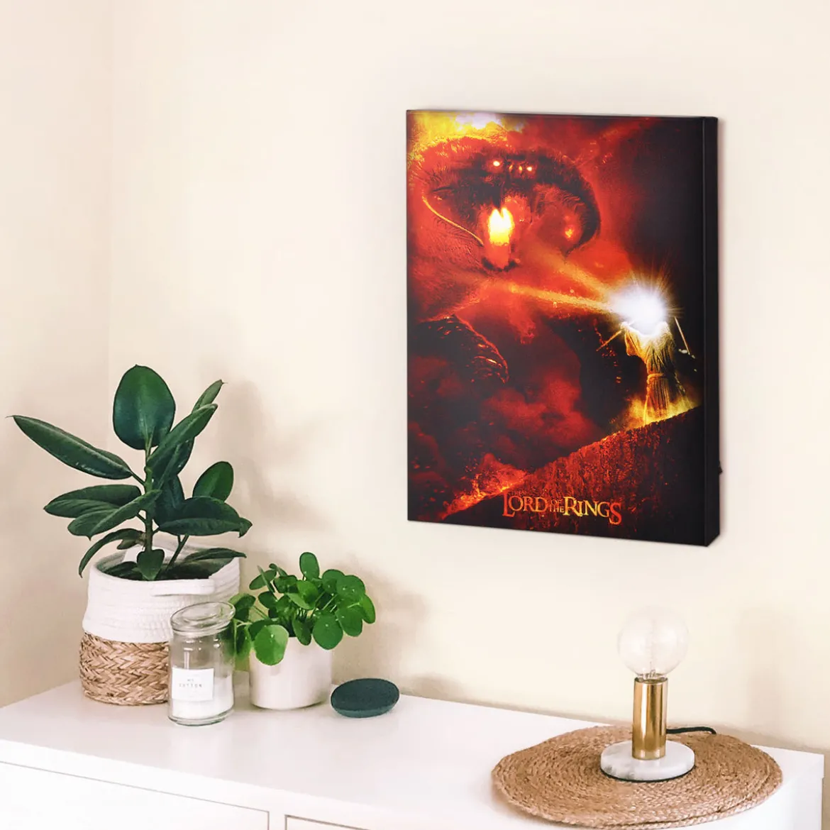 Der Herr der Ringe - Gandalf vs. Balrog Wandbild mit Licht