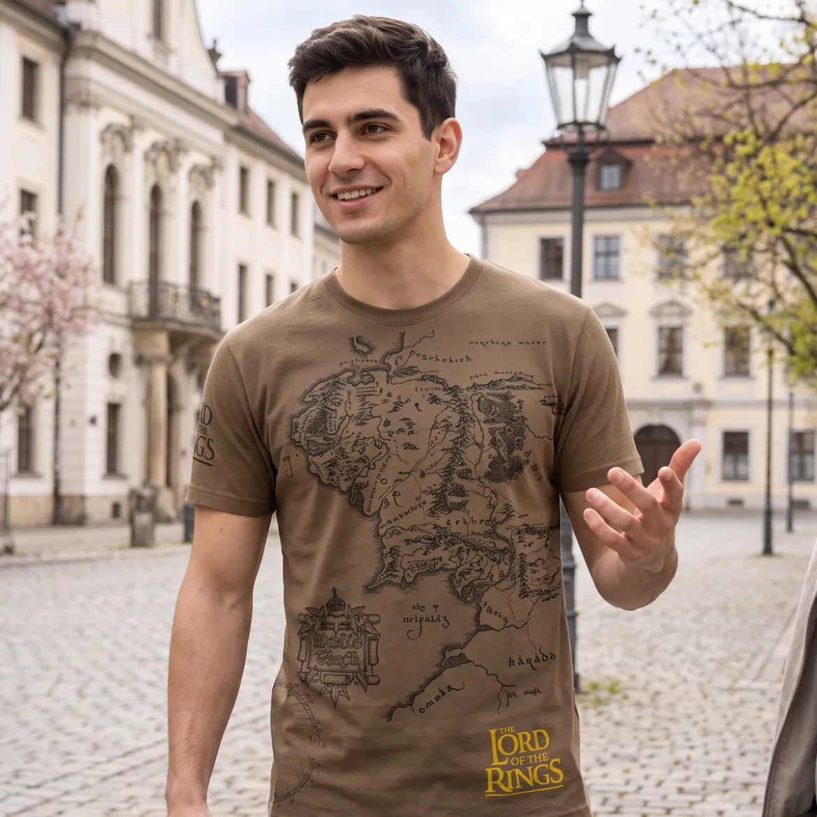 Der Herr der Ringe - Mittelerde Karte T-Shirt braun