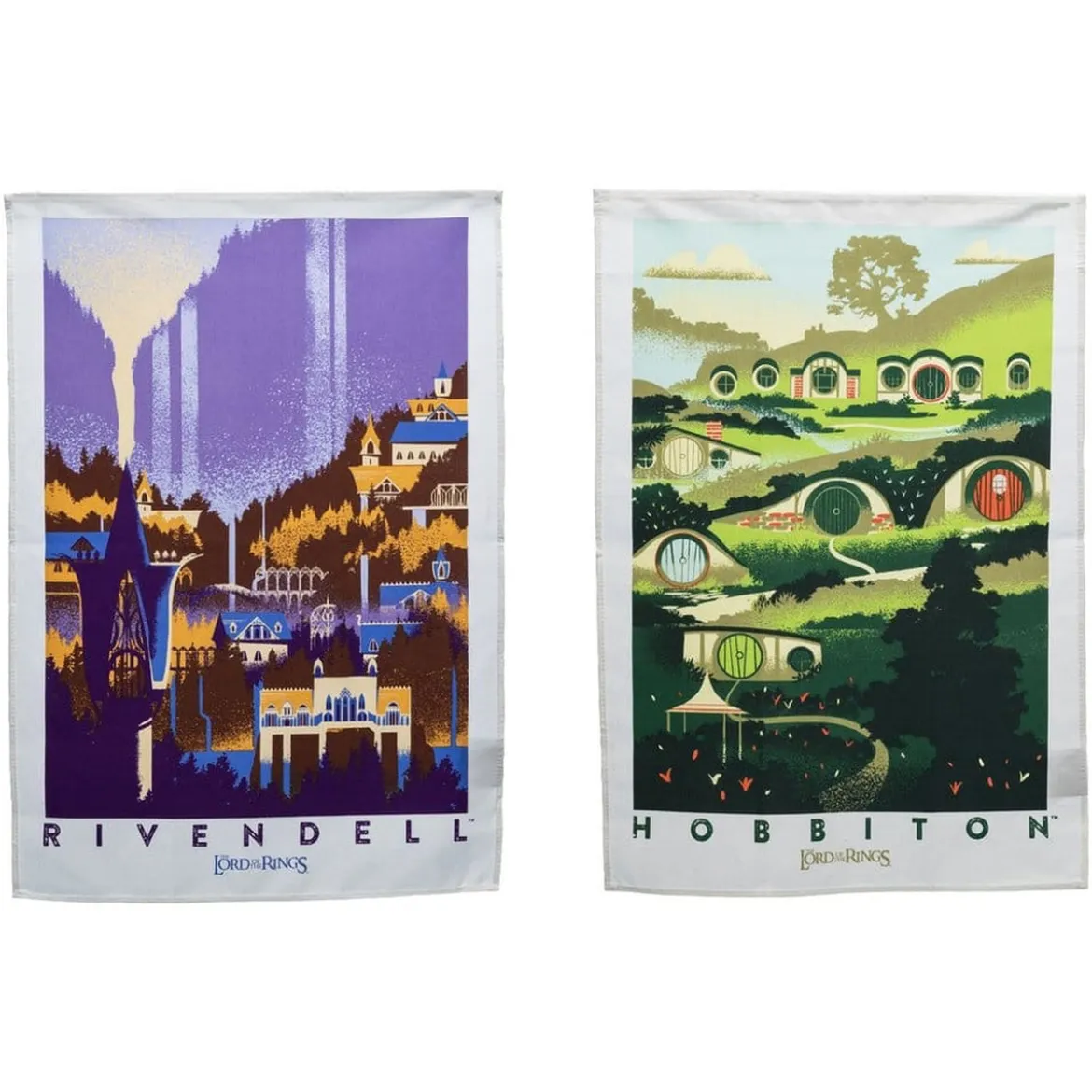 Der Herr der Ringe - Rivendell & Hobbiton Geschirrtuch 2er Set
