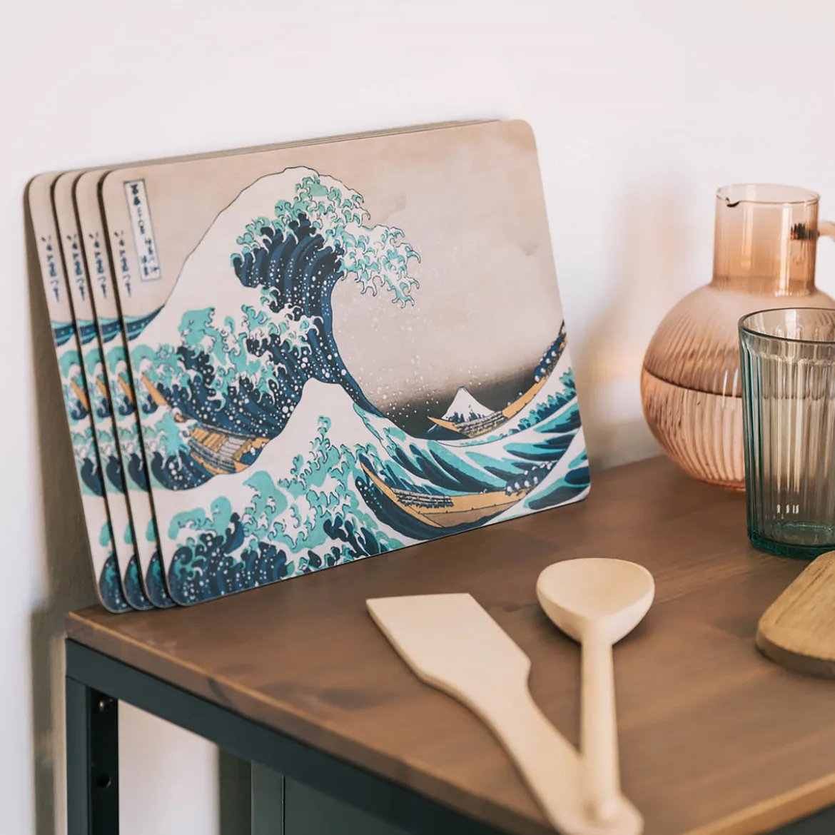 Die große Welle vor Kanagawa - Katsushika Hokusai Frühstücksbrettchen 4er Set