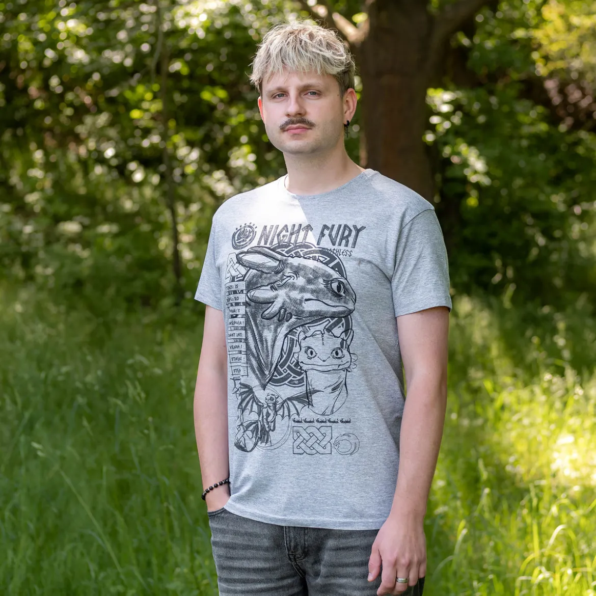 Drachenzähmen leicht gemacht - Night Fury Sketch T-Shirt grau