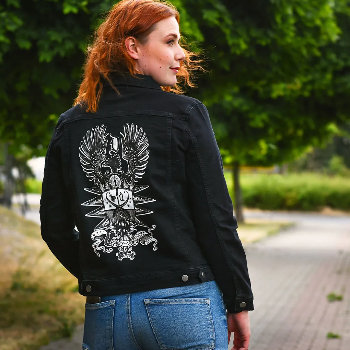 Dumbledore Wappen Jeansjacke schwarz - Phantastische Tierwesen