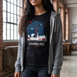 Elbenwald in Hamburg Skyline T-Shirt schwarz