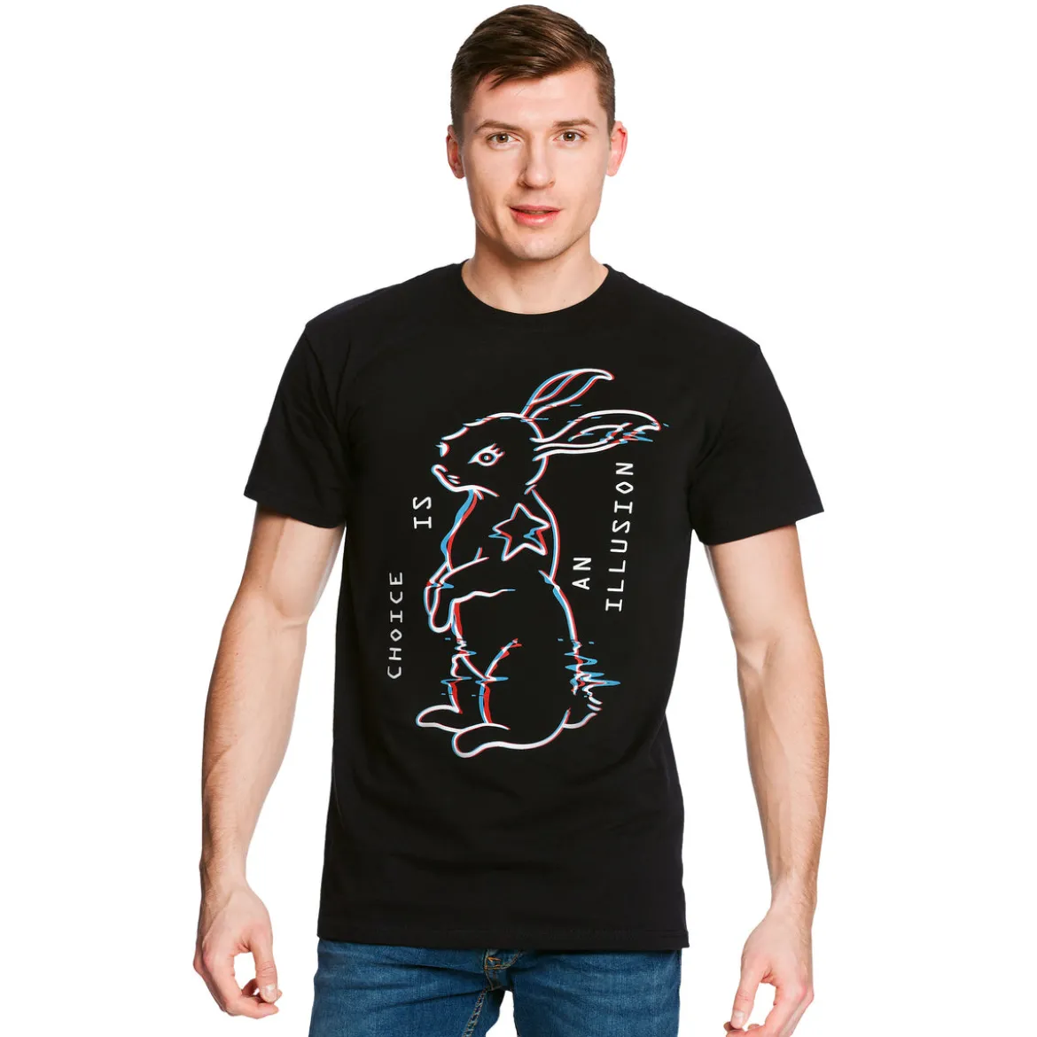 Elbenwald Matrix T-Shirt White Rabbit Motiv Frontprint Damen Herren Baumwolle
