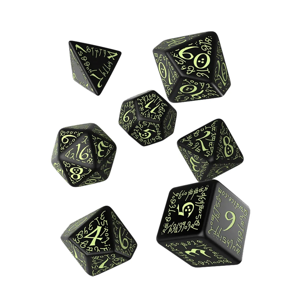 Elvish RPG Würfel Set 7tlg Glow in The Dark Edition