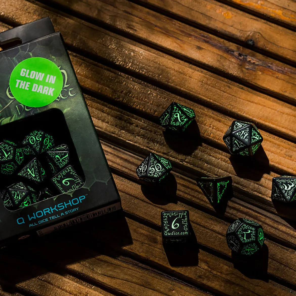 Elvish RPG Würfel Set 7tlg Glow in The Dark Edition