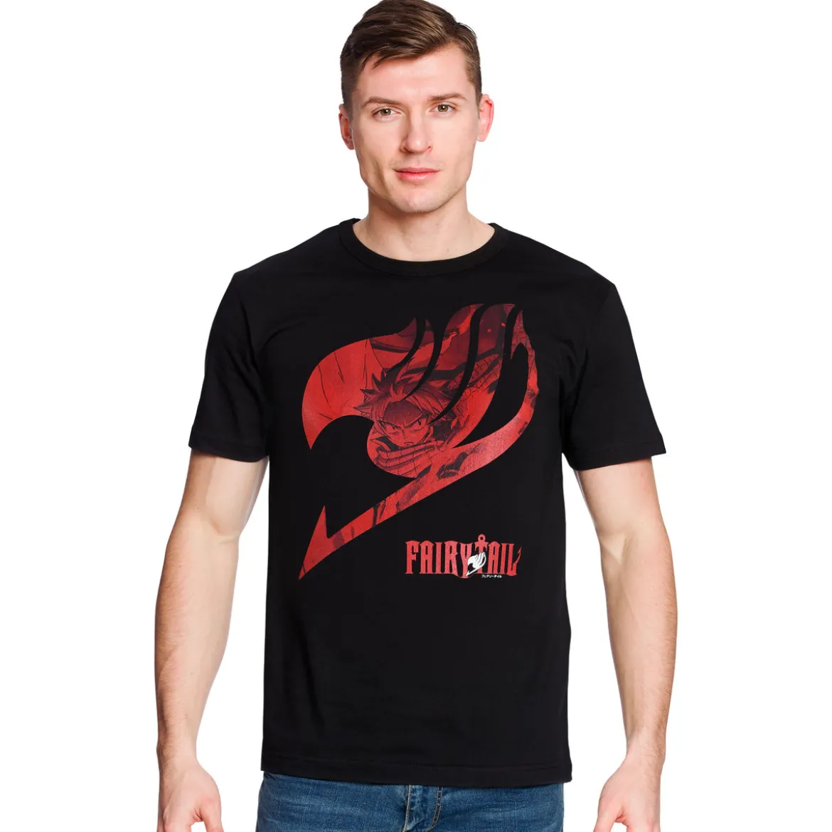 Fairy Tail - Logo mit Natsu T-Shirt schwarz