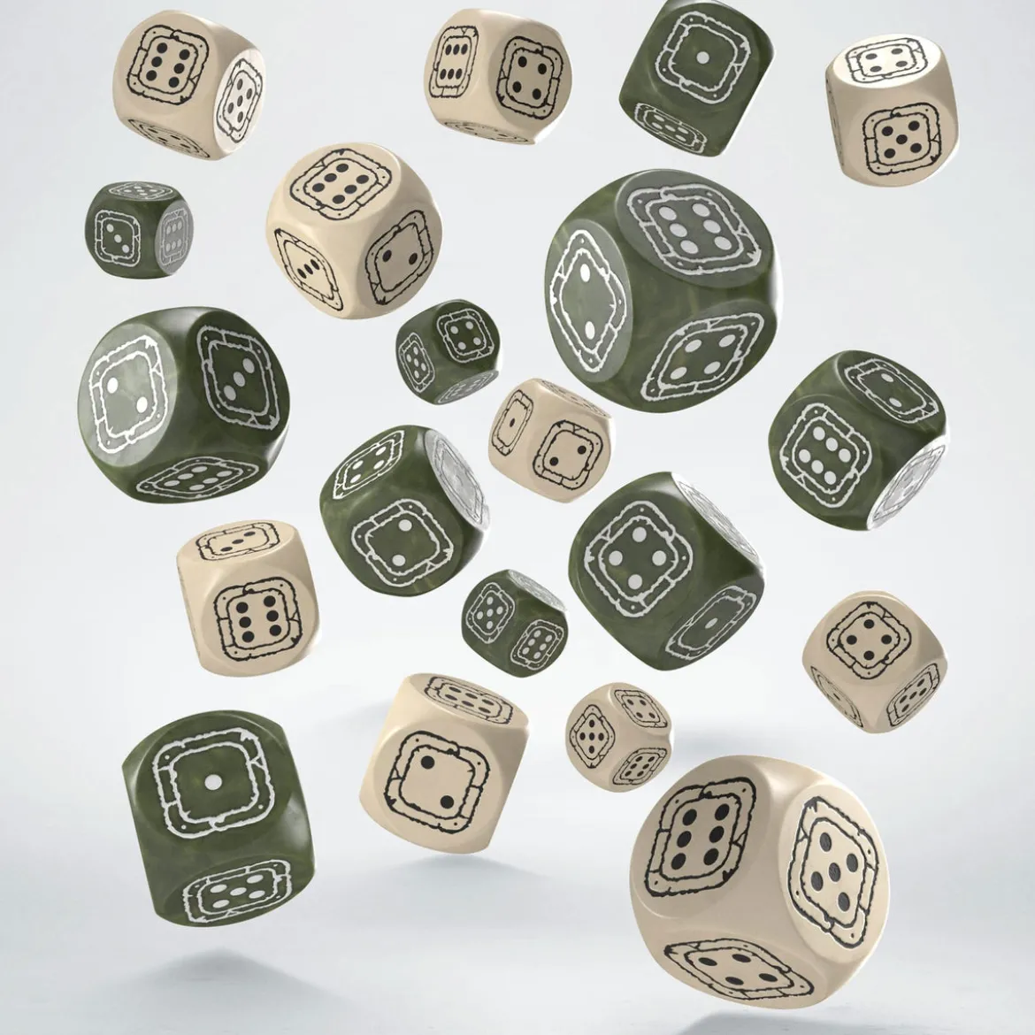 Fortress Compact D6 Würfel Set Beige&Olive (20)