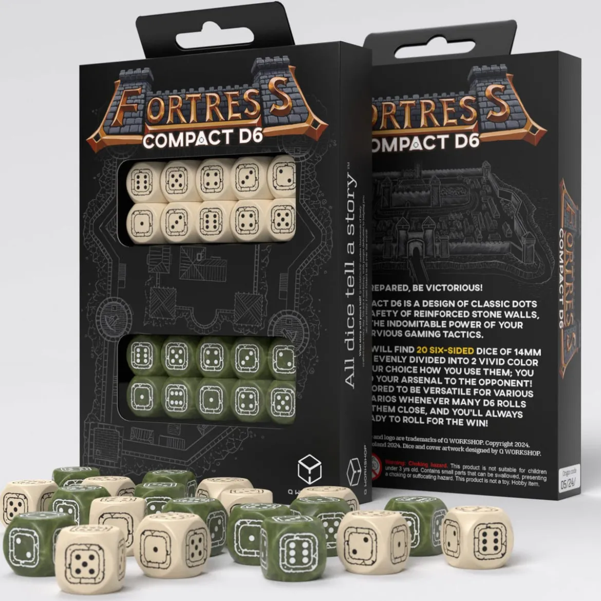 Fortress Compact D6 Würfel Set Beige&Olive (20)