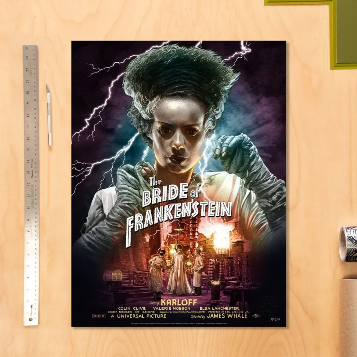Frankensteins Braut Kunstdruck Bride of Frankenstein (Color Variant) by Ruiz Burgos 61 x 46 cm - ungerahmt