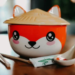 Fuchs Kawaii Schale mit Deckel für Anime Fans