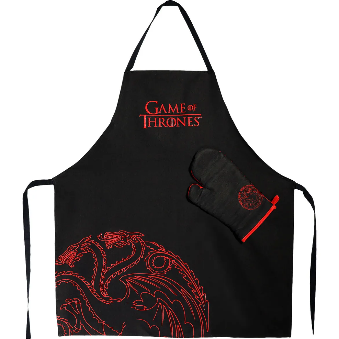 Game of Thrones - Targaryen Schürze mit Ofenhandschuh