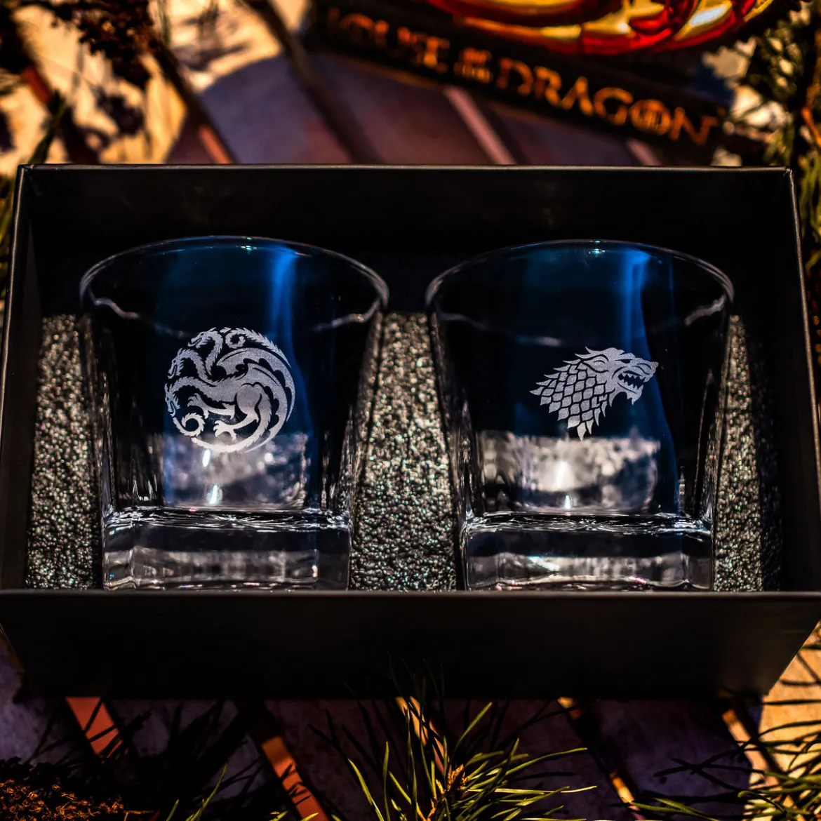 Game of Thrones - Targaryen und Stark Wappen Gläser 2er Set