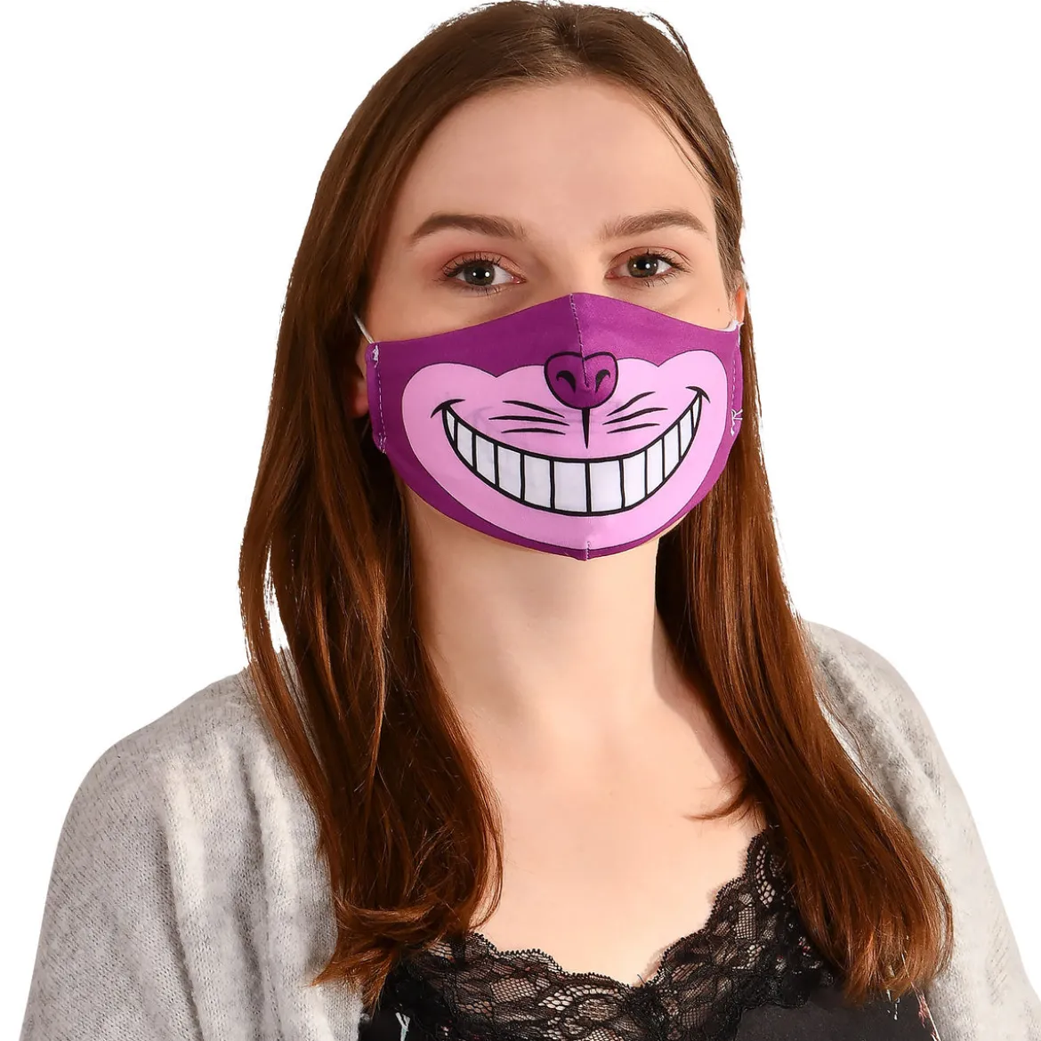 Grinsekatze Gesichtsmaske für Alice im Wunderland Fans pink
