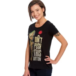 Guardians of the Galaxy - Groot Button T-Shirt Damen schwarz