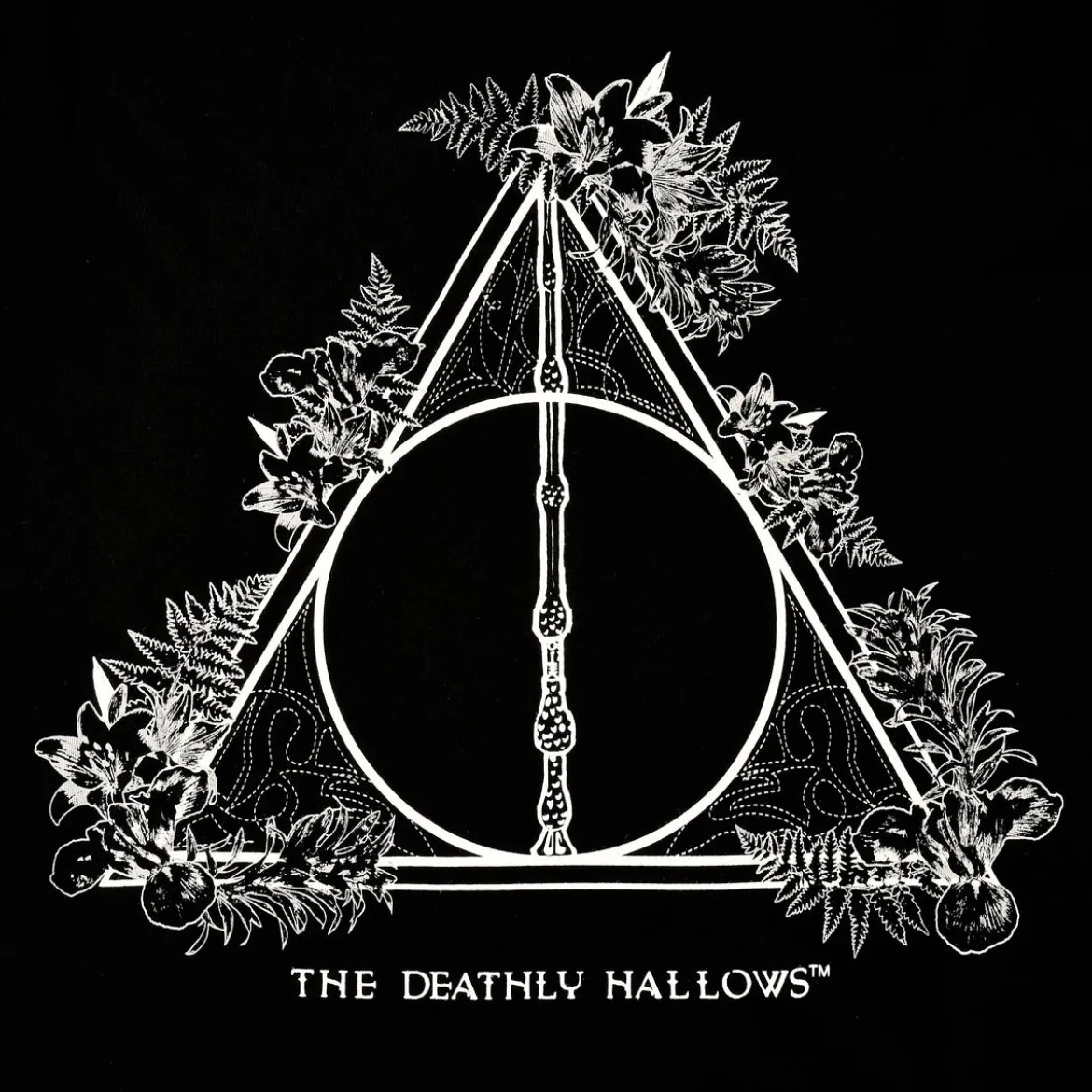 Harry Potter - Floral Deathly Hallows T-Shirt Damen schwarz