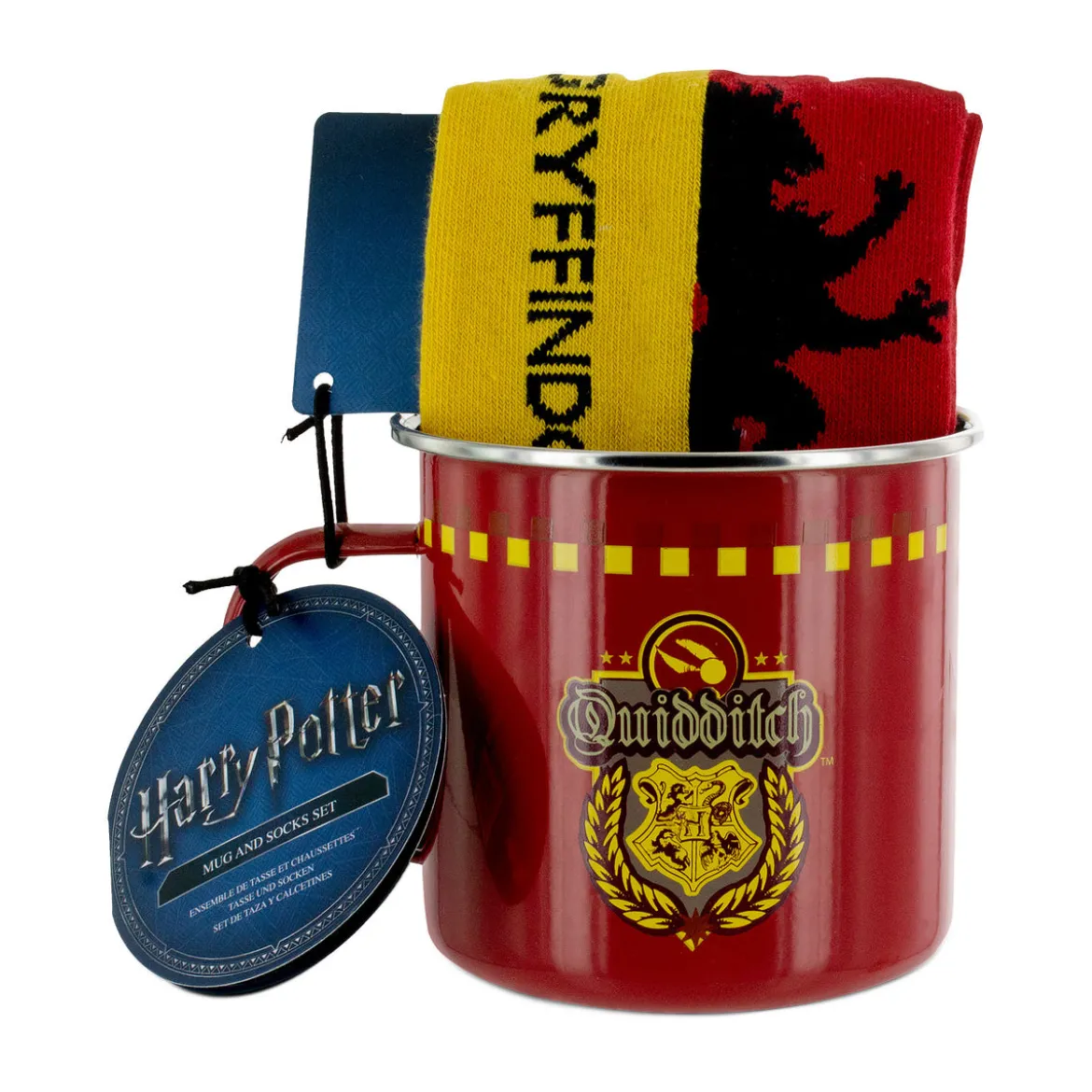 Harry Potter - Gryffindor Quidditch Socken und Emaille Tasse